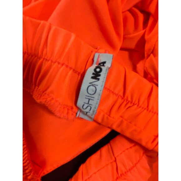 3-Piece Neon Orange Loungewear Set Fashion Nova Bra Pants & Long Duster Large - Picture 7 of 8